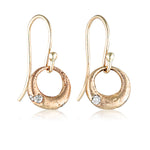 Demilune Earrings recycled Yellow Gold & White Diamond earrings by zoe alexandria jewellery