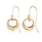 Demilune Earrings recycled Yellow Gold & White Diamond earrings by zoe alexandria jewellery