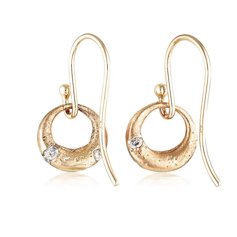 Demilune Earrings - Yellow Gold & White Diamond