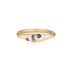 Aluna Ring recycled Yellow Gold & Teal Sapphire ring by zoe alexandria jewellery