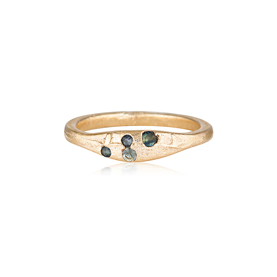 Aluna Ring - Yellow Gold & Teal Sapphire