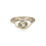Grey Green Bio Tourmaline Ring white gold handmade ring by zoe alexandria jewellery