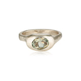 Grey Green Bio Tourmaline Ring white gold handmade ring by zoe alexandria jewellery