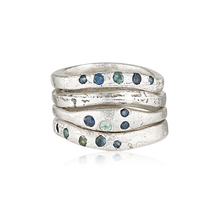 King Tidal Ring - Silver & Teal Sapphire