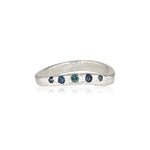 Neap Tidal Ring recycled Silver & Teal Sapphire stacking ring by zoe alexandria jewellery