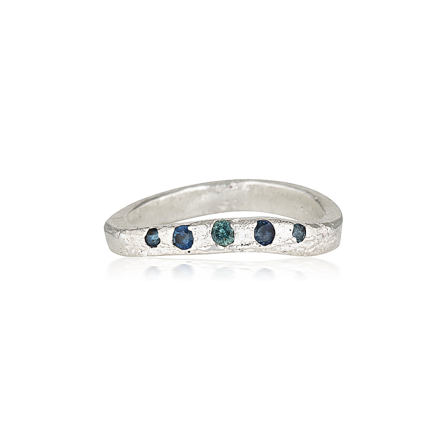 Neap Tidal Ring - Silver & Teal Sapphire