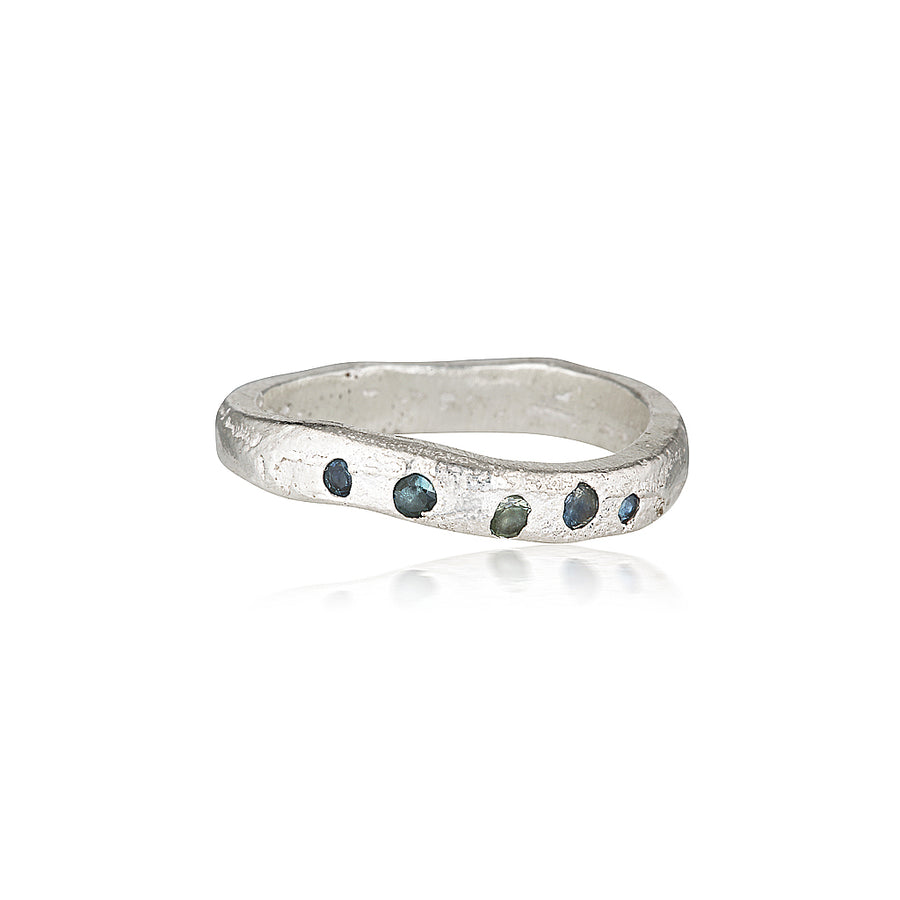 King Tidal Ring - Silver & Teal Sapphire