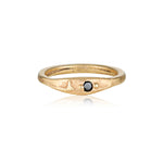 Aluna Ring recycled Yellow Gold & Single Black Diamond ring by zoe alexandria jewellery