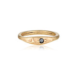 Aluna Ring recycled Yellow Gold & Single Black Diamond ring by zoe alexandria jewellery