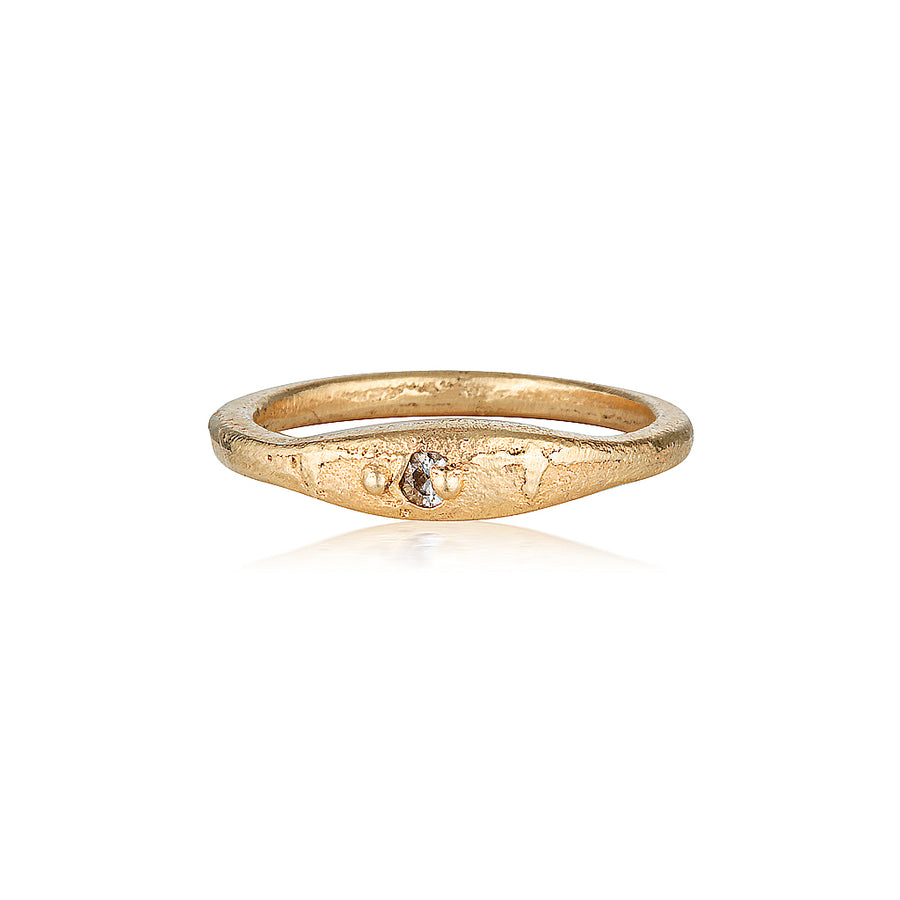 Aluna Ring - Yellow Gold & Single White Diamond