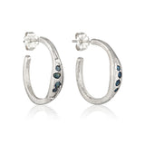 recycled silver Hoop Earrings Teal Sapphire earrings by zoe alexandria jewellery