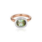 Bio-Tourmaline and Diamond Sideways Set Ring alternative engagement ring handmade by zoe alexandria jewellery