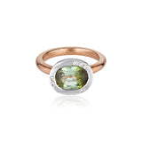 Bio-Tourmaline and Diamond Sideways Set Ring alternative engagement ring handmade by zoe alexandria jewellery