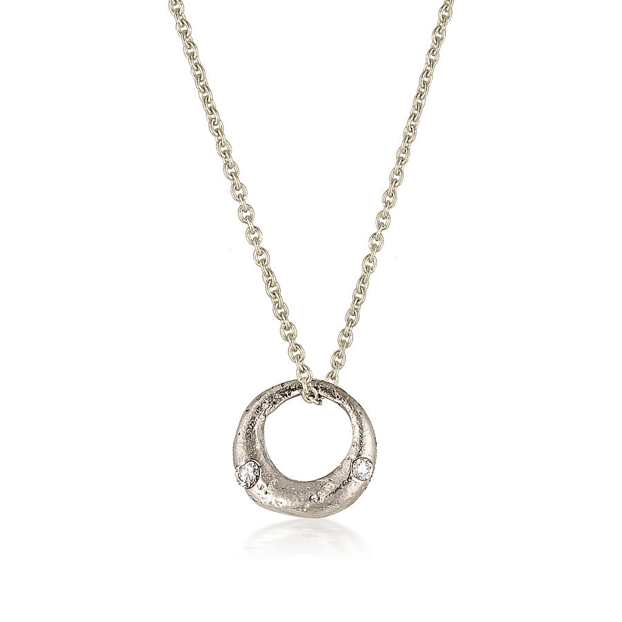 Demilune Pendant - White Gold & White Diamond