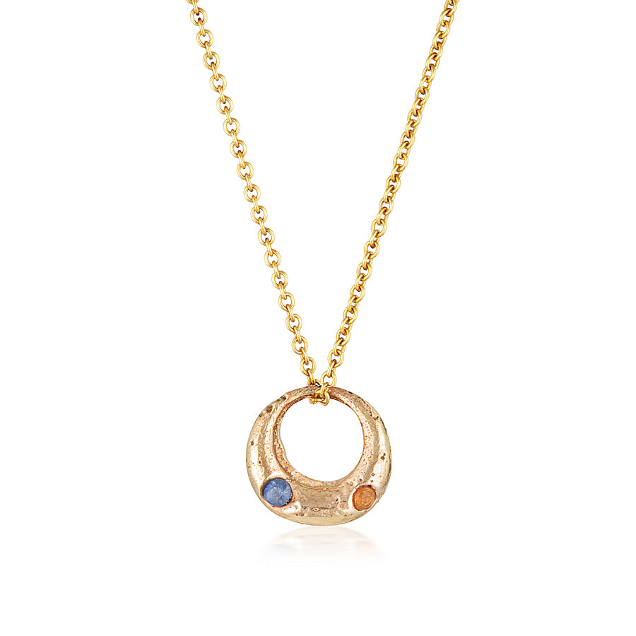 Demilune Pendant - Yellow Gold & Mixed Sapphire