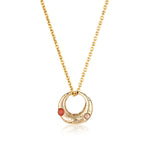 Demilune Pendant recycled Yellow Gold & Mixed Sapphire necklace by zoe alexandria jewellery