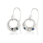 Demilune Earrings recycled Silver & Teal Sapphire earrings by zoe alexandria jewellery