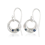 Demilune Earrings recycled Silver & Teal Sapphire earrings by zoe alexandria jewellery