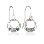 Demilune Earrings recycled Silver & Teal Sapphire earrings by zoe alexandria jewellery