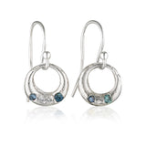 Demilune Earrings recycled Silver & Teal Sapphire earrings by zoe alexandria jewellery