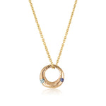 Demilune Pendant recycled Yellow Gold & teal Sapphire necklace by zoe alexandria jewellery