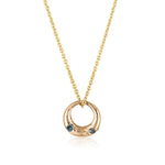 Demilune Pendant recycled Yellow Gold & teal Sapphire necklace by zoe alexandria jewellery