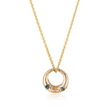 Demilune Pendant recycled Yellow Gold & teal Sapphire necklace by zoe alexandria jewellery