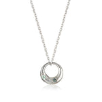 Demilune Pendant recycled Silver & teal Sapphire necklace by zoe alexandria jewellery