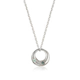Demilune Pendant recycled Silver & teal Sapphire necklace by zoe alexandria jewellery