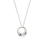 Demilune Pendant recycled Silver & teal Sapphire necklace by zoe alexandria jewellery