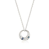 Demilune Pendant recycled Silver & teal Sapphire necklace by zoe alexandria jewellery