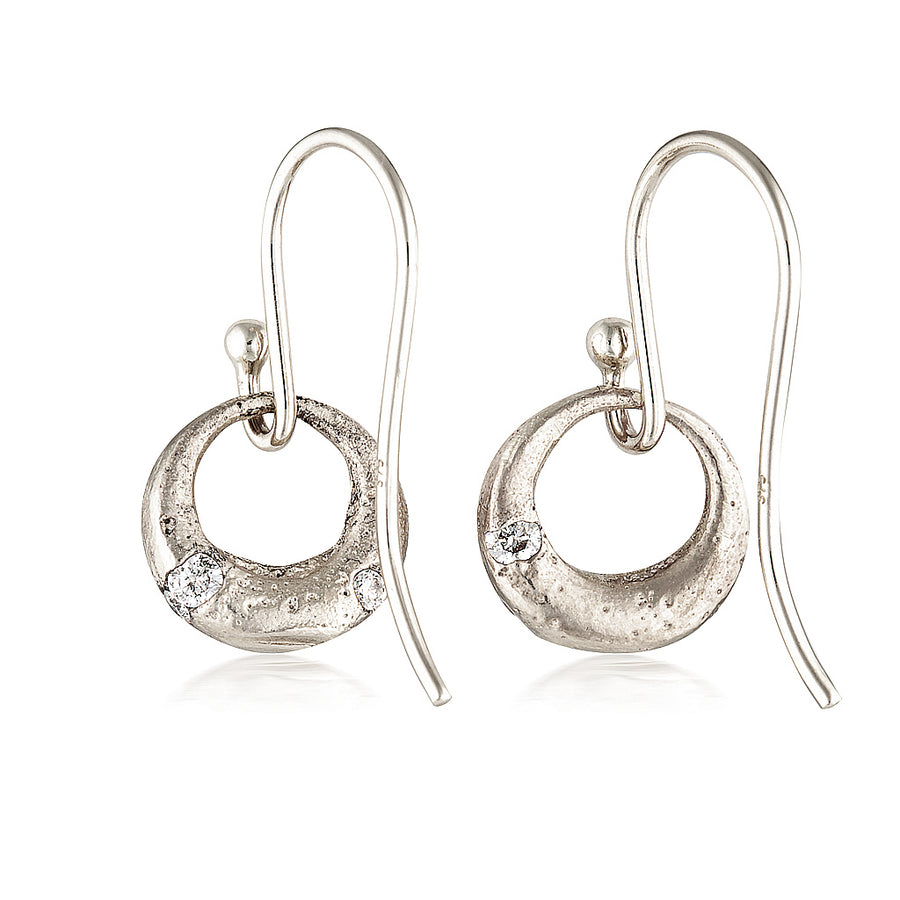 Demilune Earrings - White Gold & White Diamond