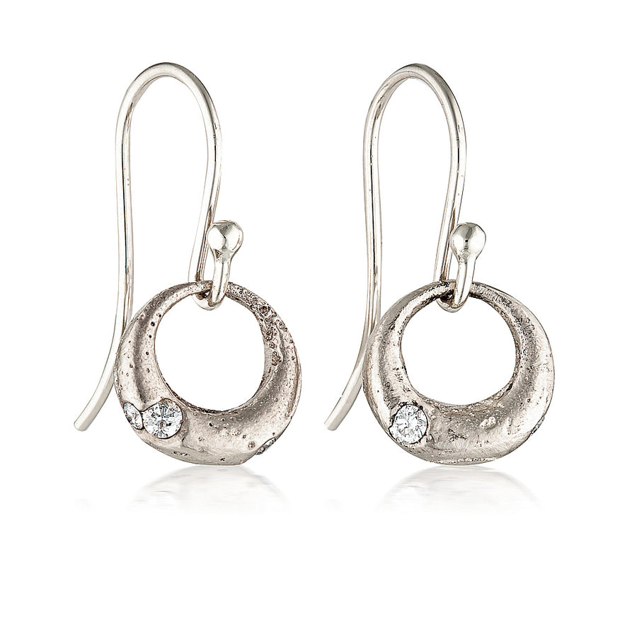 Demilune Earrings - White Gold & White Diamonds
