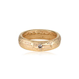 Epicene Ring recycled Yellow Gold & White Diamond 6mm band alternative wedding ring handmade by zoe alexandria jewellery