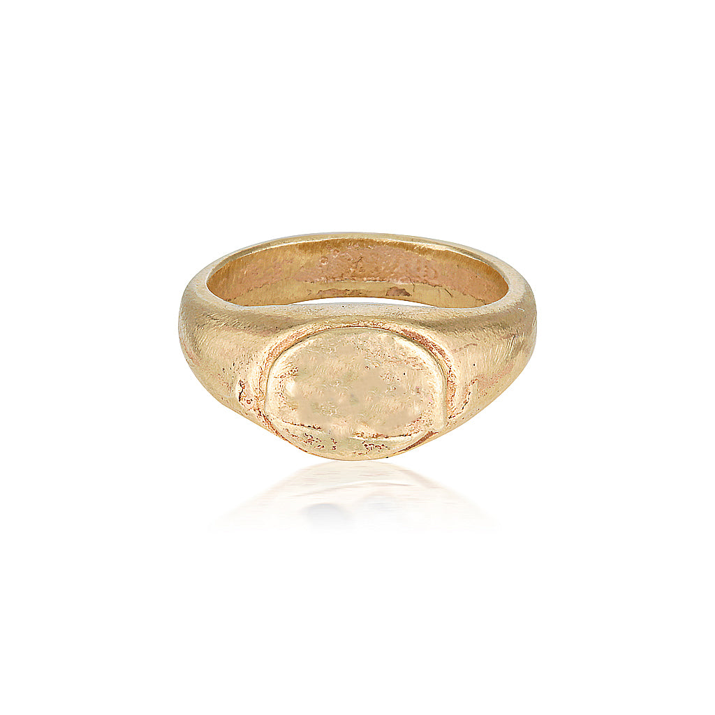Harmony Signet Ring recycled Yellow Gold signet ring gender neutral ring by zoe alexandria jewellery