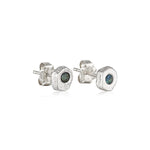 Single Stone Bubble Stud Earrings - recycled Silver & Teal Sapphire earrings by zoe alexandria jewellery