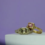 yellow gold tourmaline rings handmade by zoe alexandria jewellery