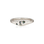 Aluna Ring recycled White Gold & Teal Sapphire ring by zoe alexandria jewellery