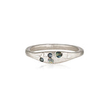 Aluna Ring recycled White Gold & Teal Sapphire ring by zoe alexandria jewellery