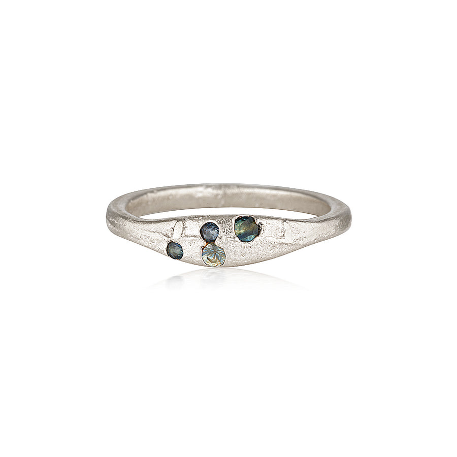 Aluna Ring - White Gold & Teal Sapphire